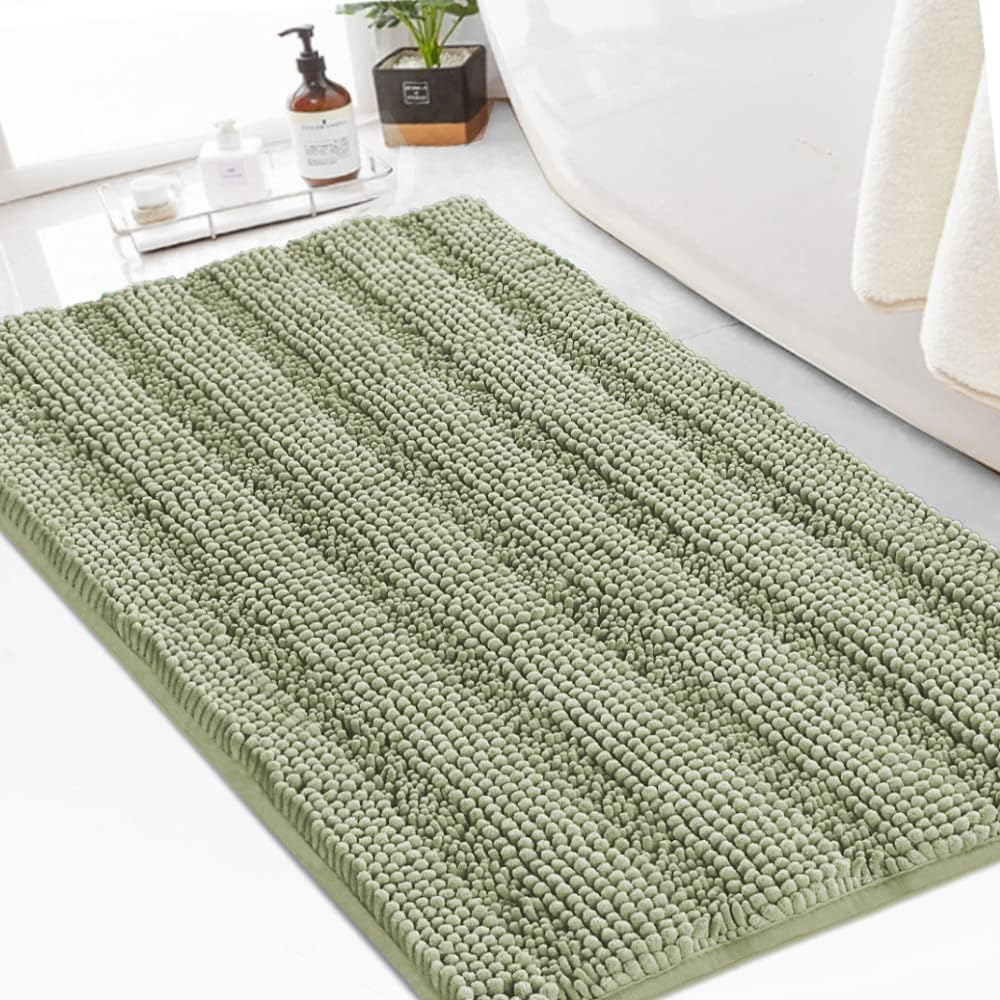 Turquoize Bathroom Runner Rug 17"x47", Soft Absorbent Chenille Bath Rug