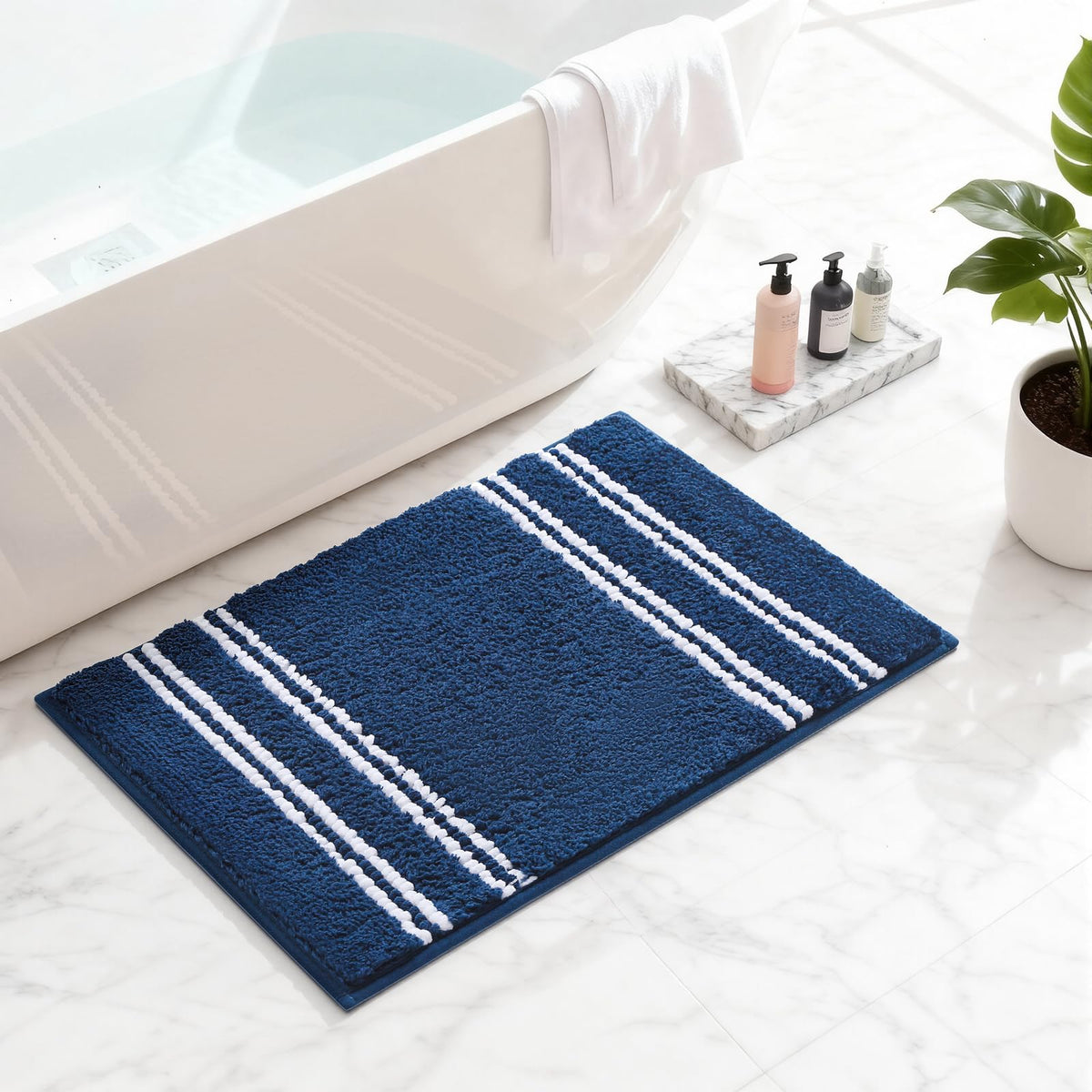 3 Pcs Ombre Bath Mat Set for Bathroom, Non Slip Ultra Soft and Thick Water Absorbent Bath Carpet, Machine Washable & Quick Dry Bathroom Rug, for Bedroom Door Living Room,Green