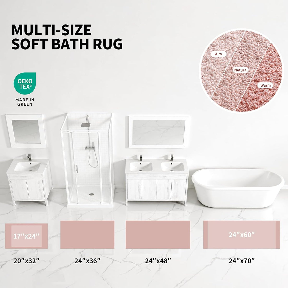 ILANGO Bathroom Rugs 24" × 17", Extra Soft Absorbent Microfiber Bath Rugs