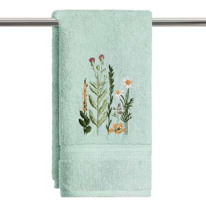 Artoid Mode 2 Pcs Beige Wildflower Floral Embroidered Hand Towels for Bathroom, 100% Cotton Soft Absorbent Farmhouse Decor Towels, 13.7 x 29.5 Inch