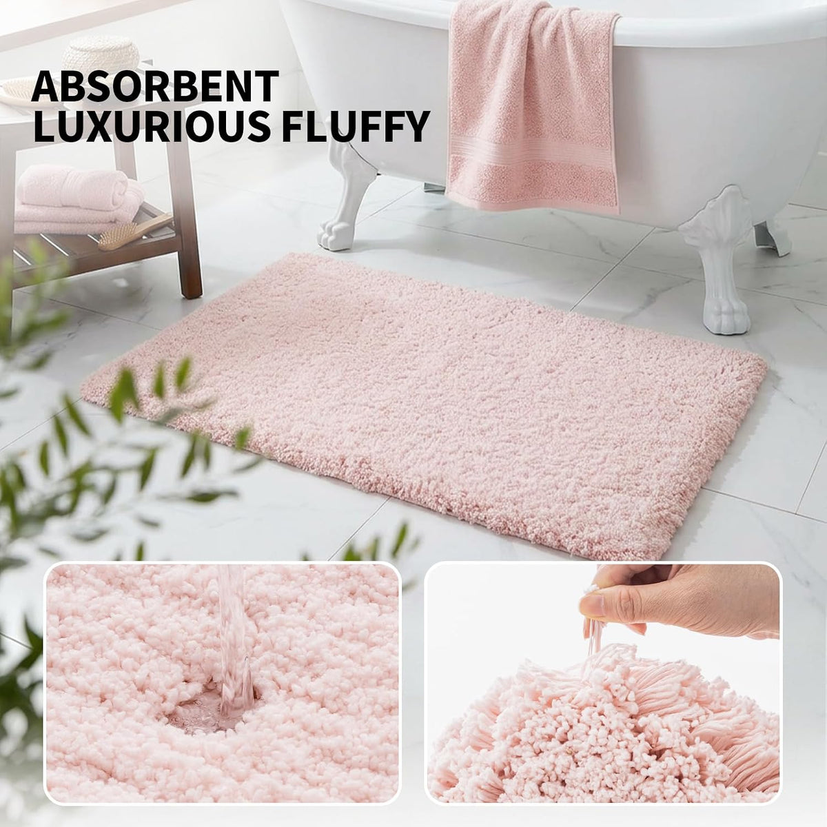 ILANGO Bathroom Rugs 24" × 17", Extra Soft Absorbent Microfiber Bath Rugs