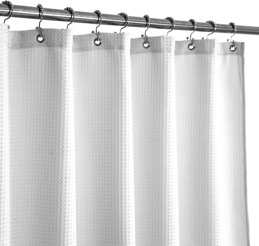 Barossa Design 36x84 Extra Long Stall Shower Curtain Waffle Weave White
