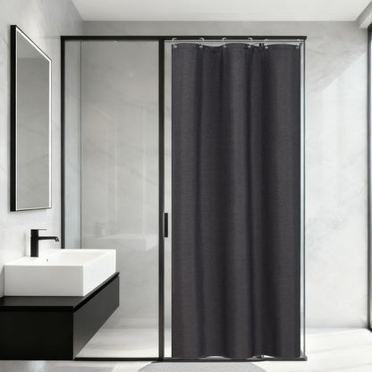 Seenus Linen Look Farmhouse Thick Fabric Shower Curtain Brown, Faux Linen Textured Country Rustic Shower Curtains Water-Resistant, 72 x 72 Inch Tan Taupe Heavyweight Shower Curtain for Bathroom Hotel