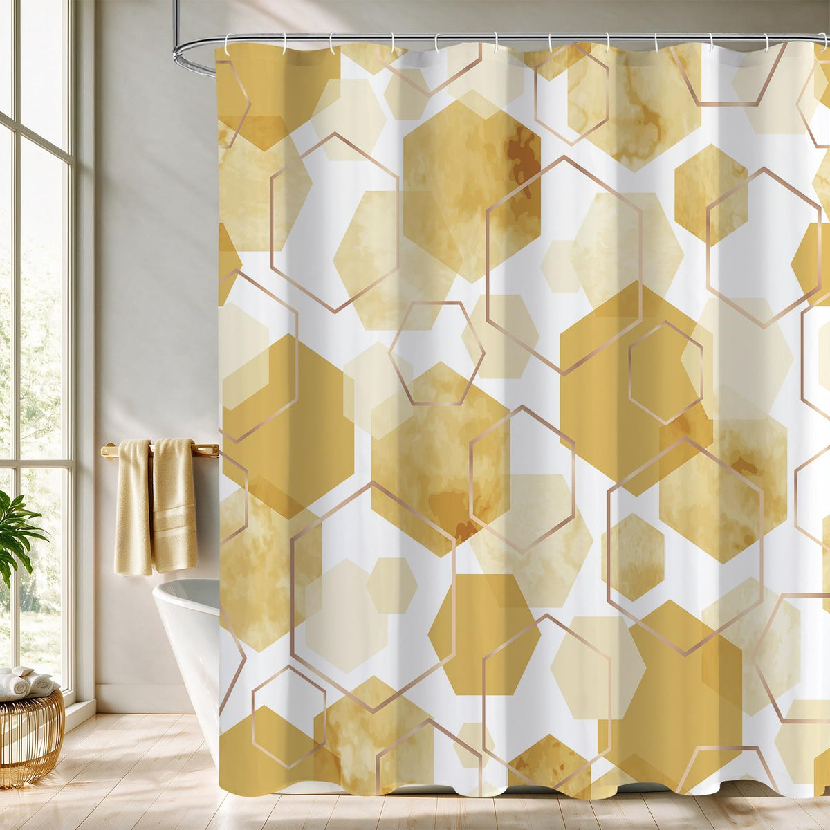 Litabel Sage Green Geometric Shower Curtain for Bathroom, 72x72