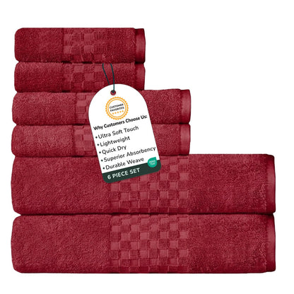 Feather & Stitch 100% Cotton 625 GSM Bath Towel Set of 6, Ultra Soft Highly Absorbent 2 Bath Towels, 2 Hand Towels & 2 Washcloth - Luxury Quick Dry Shower Towels (Ivory)