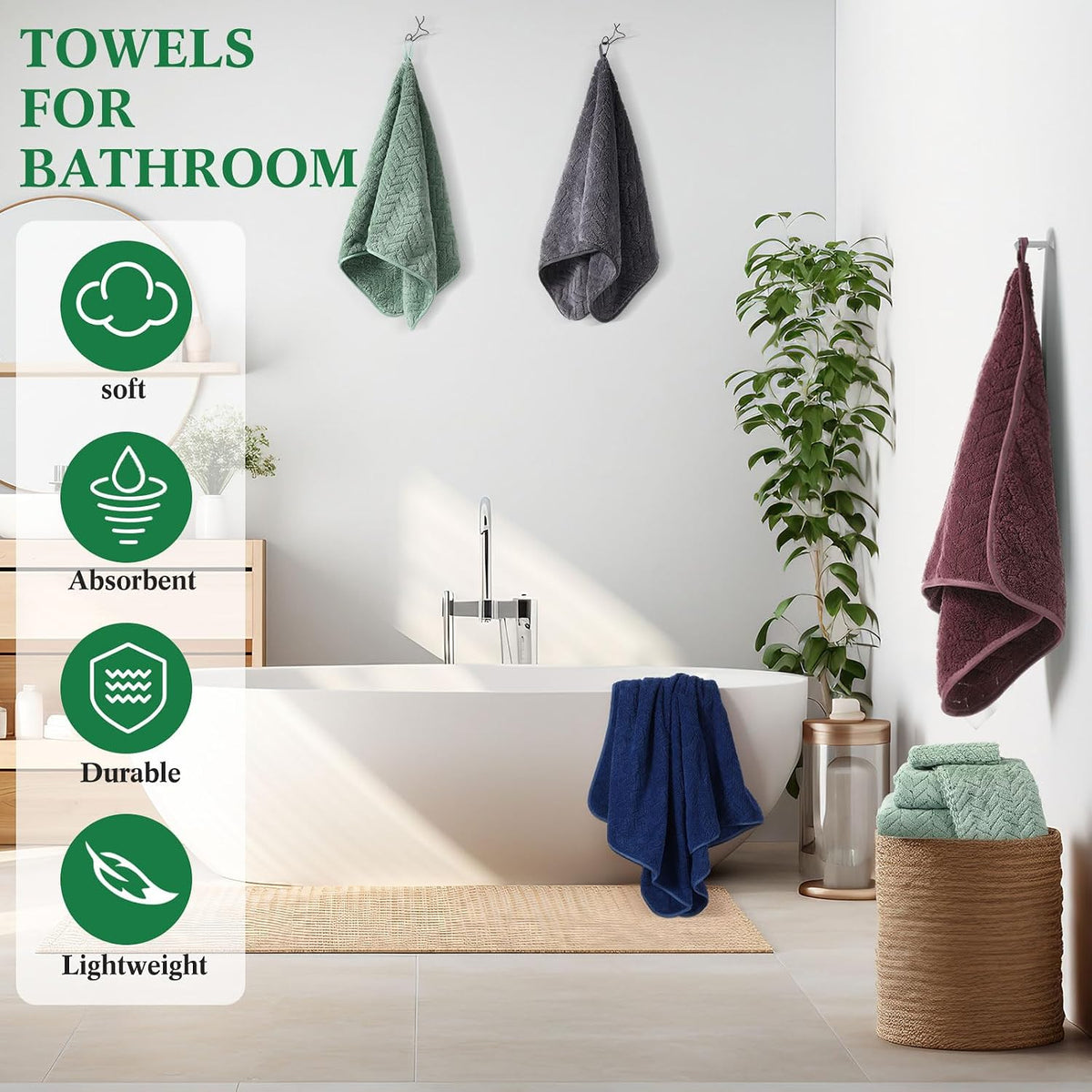 Mixweer 16 Pcs Bath Towel Set Quick Dry Towel Set for Bathroom, Dark Color