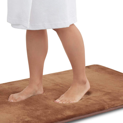 Memory Foam Bath Mat Non Slip Absorbent Super Cozy Velvet Bathroom Rug Carpet (20 inches X 32 inches, Grey)