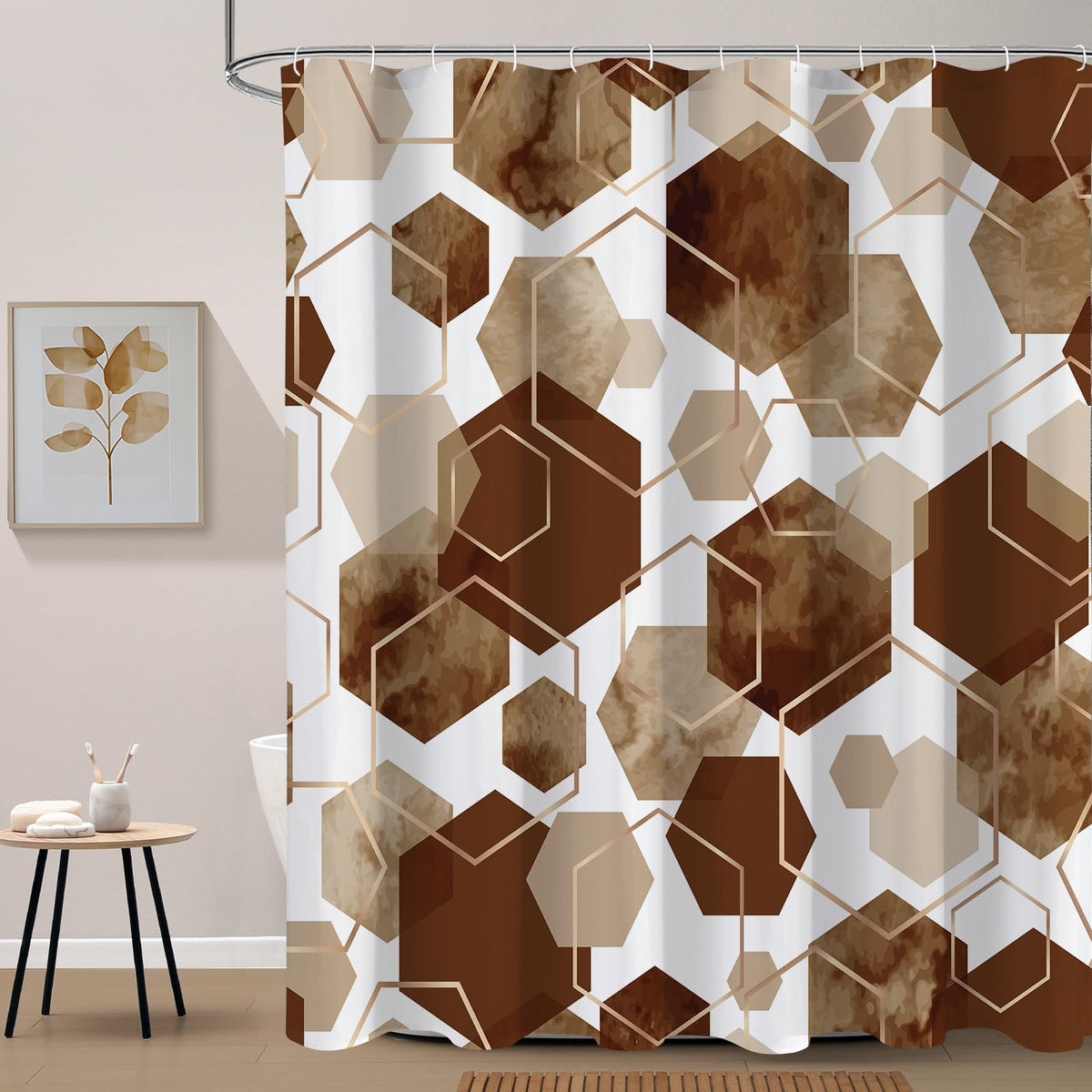 Litabel Sage Green Geometric Shower Curtain for Bathroom, 72x72
