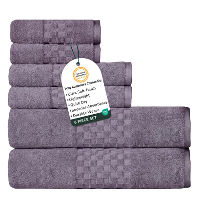 Feather & Stitch 100% Cotton 625 GSM Bath Towel Set of 6, Ultra Soft Highly Absorbent 2 Bath Towels, 2 Hand Towels & 2 Washcloth - Luxury Quick Dry Shower Towels (Ivory)