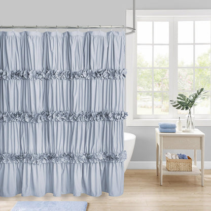 Homechoice Decor Peach Ruffle Shower Curtain for Master Bathroom