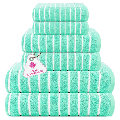 CASA COPENHAGEN Solitaire 6 Pieces Towel Set- Midnight Black, 600 GSM 2 Bath Towel 2 Hand Towel 2 Washcloth, Designed in Denmark Made of Soft Egyptian Cotton for Bathroom, Kitchen & Shower