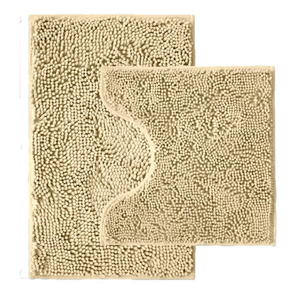 Bathroom Rugs Sets 2 Piece,Super Absorbent Chenille Bath Mats and U-Shaped Toilet Rug,Strong PVC Non Slip Backing,Microfiber Washable Dry Quickly Bath Mats for Bathroom(20"x32"+20"x20"U, Light Grey)