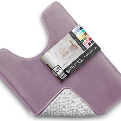 Clara Clark 3 Piece Bathroom Rugs Bath Mat Set, Velvet Memory Foam Bath Mats for Bathroom - Non-Slip, PVC Backing Bath Rugs, Washable - Dries Quickly, Green
