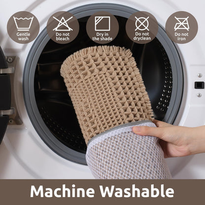AMOAMI Waffle Bath Mat, Absorbent Bathroom Rugs Non Slip 24''x36'' Beige