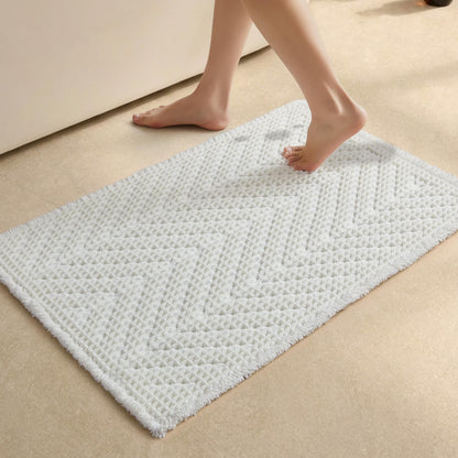Sunfly Boho Bathroom Rug, Herringbone Waffle Bath Mat Non-Slip Washable Super Absorbent Quick Dry, Farmhouse Bath Mat for Bathroom Floor Decor 20"*30" Khaki