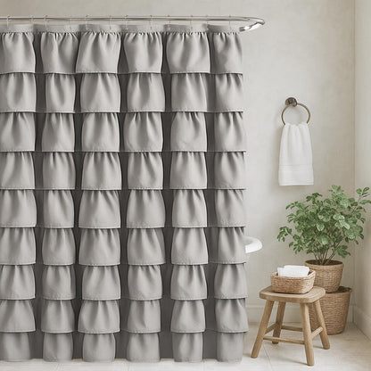 Seasonwood Black Ruffle Shower Curtain Farmhouse Shower Curtain 72 X 72