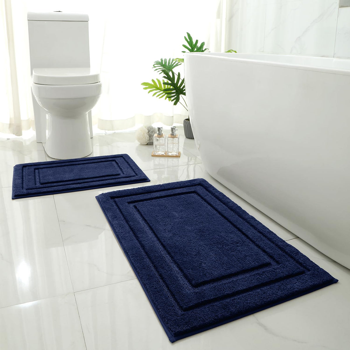 HOMEIDEAS Fall Bathroom Rugs Sets, 2 Piece Soft Bath Mat Burnt Orange