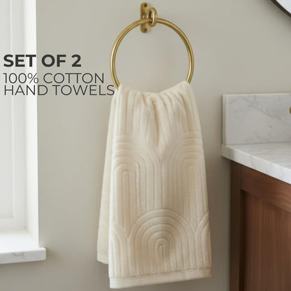 Decorative Hand Towels Set of 2 - Soft Boho Cotton for Bathroom or Kitchen