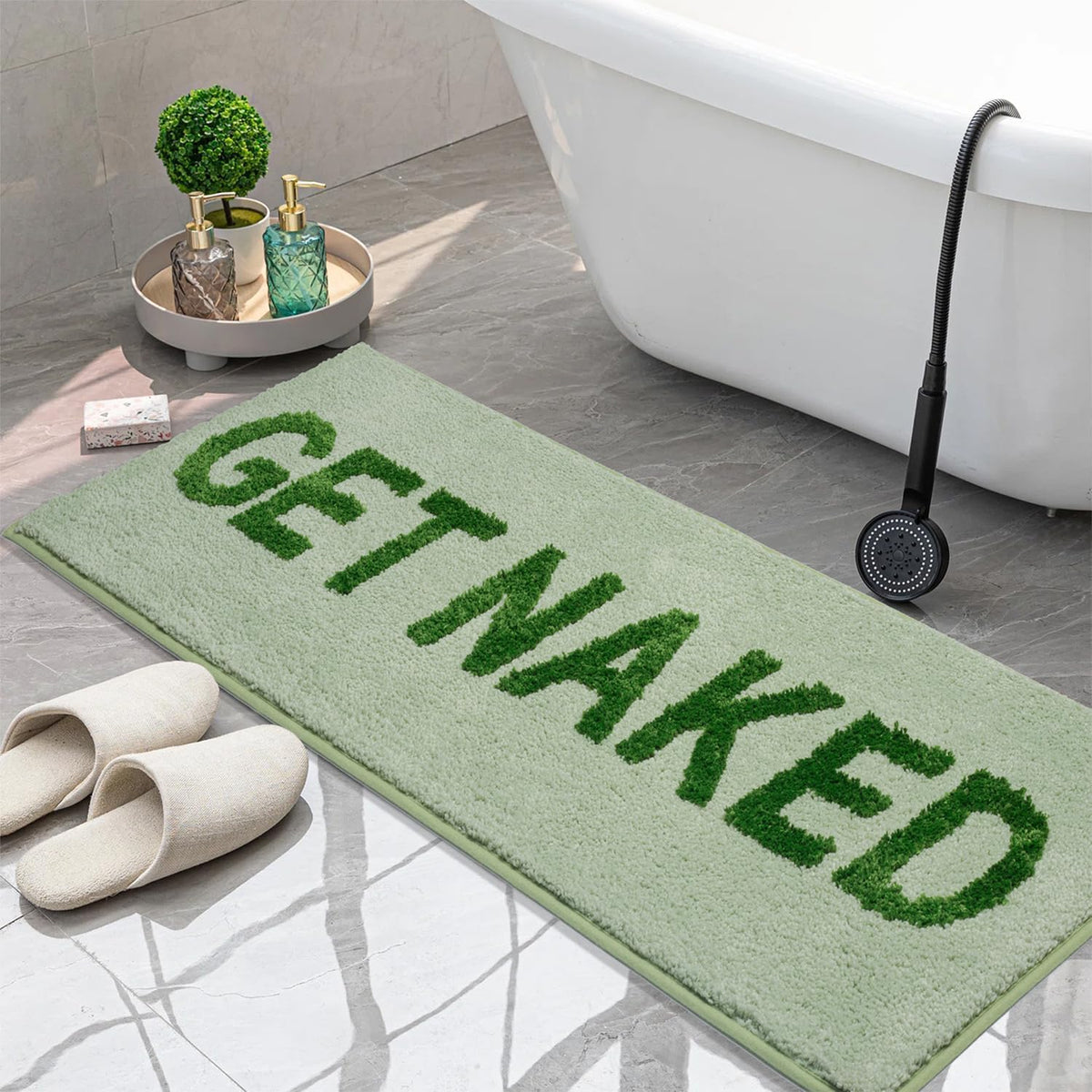KOEXM Get Naked Bath Mat Long Runner Mat Cute Bathroom Rugs
