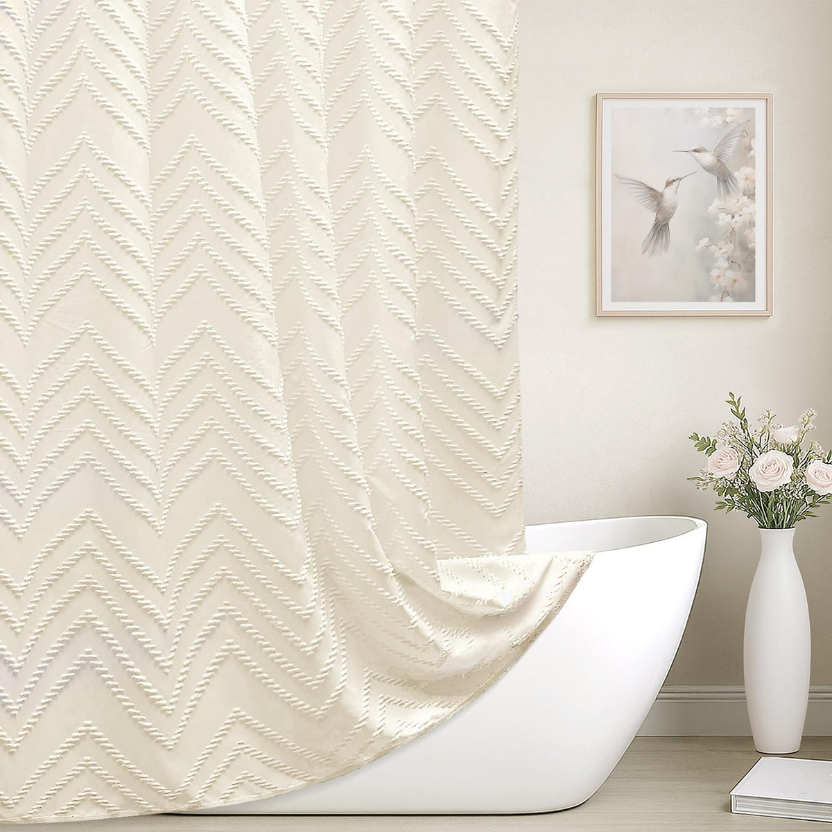 Grey Boho Fabric Shower Curtain 72 x 72 Inches