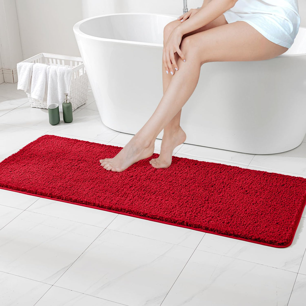 MIULEE Dark Purple Bathroom Rugs Soft Small Microfiber Bath Mat 16x24 Inch