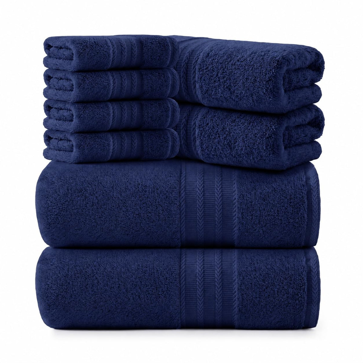 REDKISS Green Towel Set of 8-100% Cotton Luxury Bath Towels Set for Bathroom, 600 GSM Highly Absorbent Bathroom Towel with 2 Large Bath Sheet, 2 Hand, 4 Washcloths, Green Shower Towels for Dorm