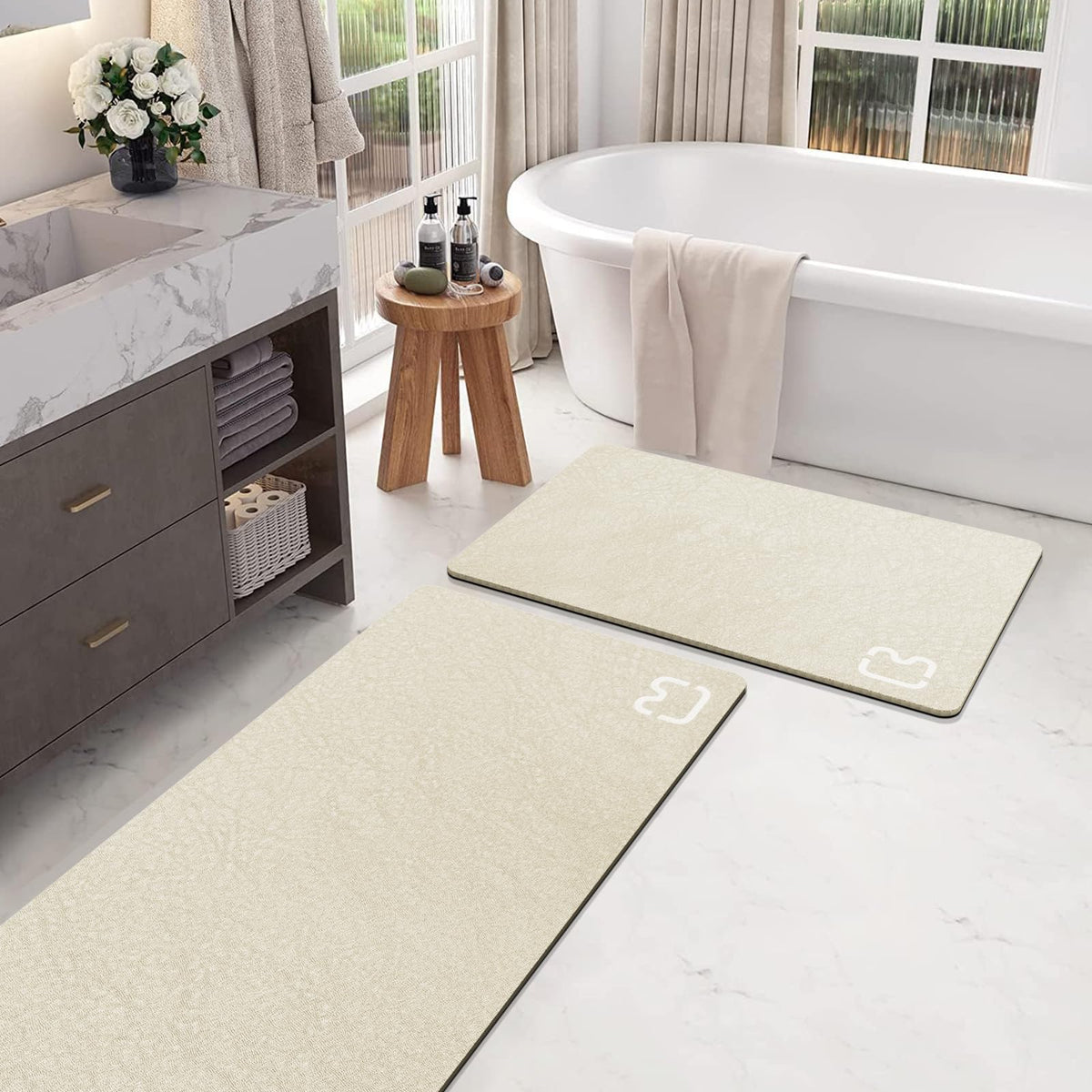 RUERYA Grey Long Bathroom Rugs Large Stone Bath Mats for Bathroom,15.7"x47"
