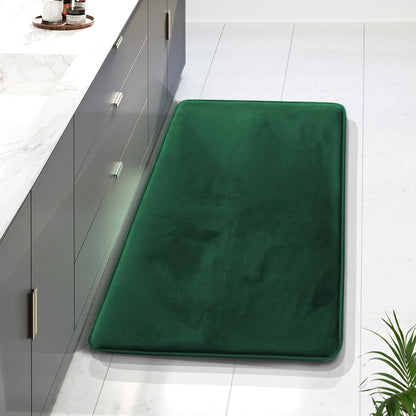 Clara Clark 3 Piece Bathroom Rugs Bath Mat Set, Velvet Memory Foam Bath Mats for Bathroom - Non-Slip, PVC Backing Bath Rugs, Washable - Dries Quickly, Green