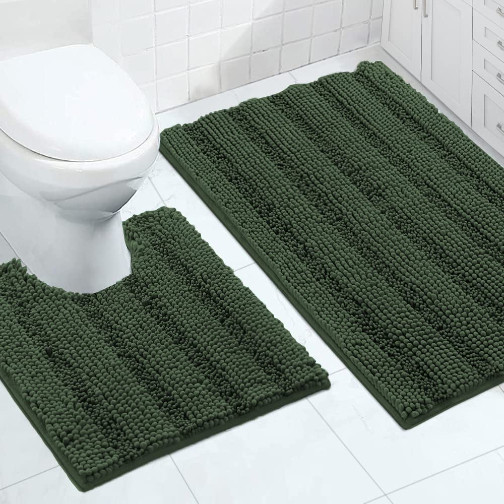 Turquoize Bathroom Runner Rug 17"x47", Soft Absorbent Chenille Bath Rug
