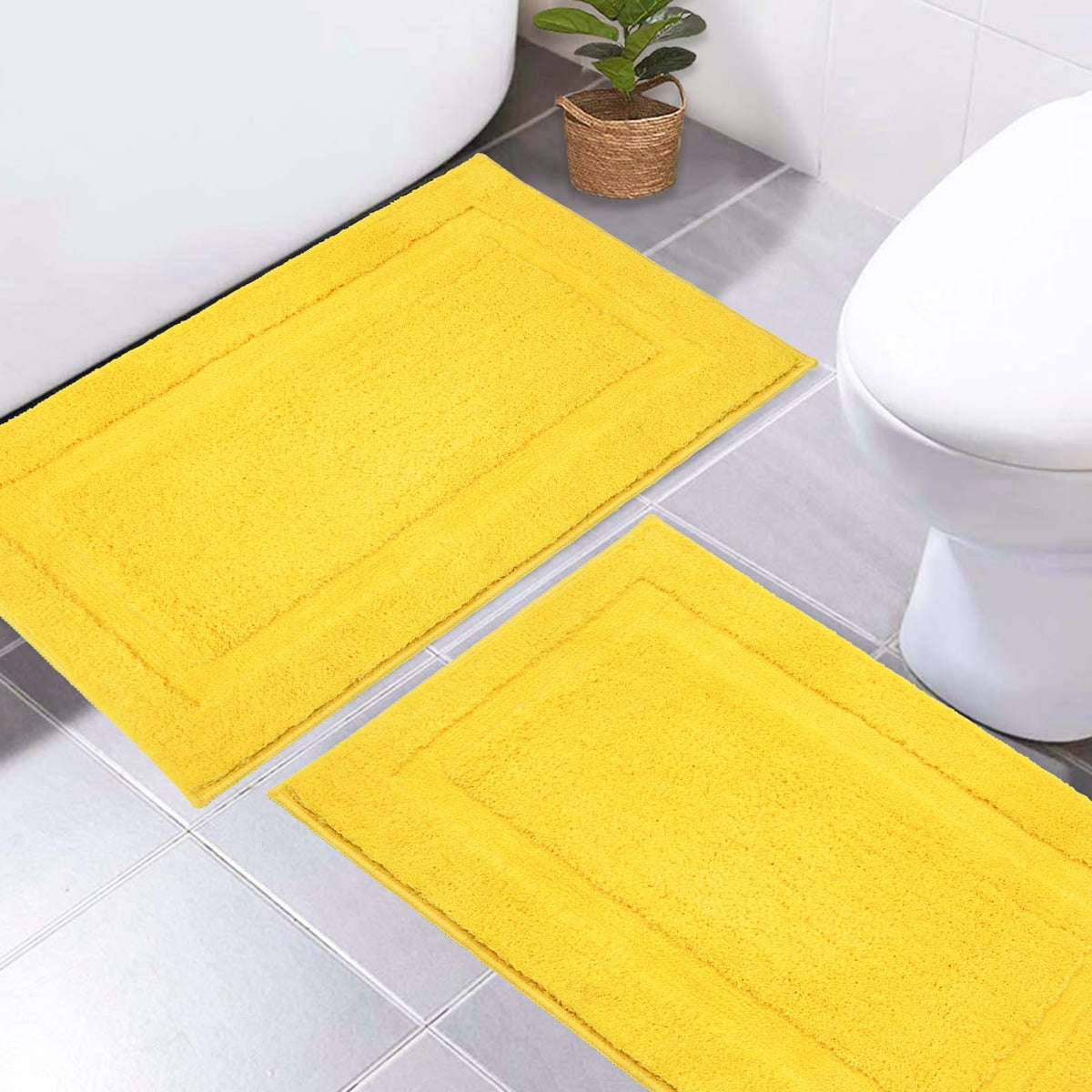 SHACOS Soft Microfiber Bathroom Rugs Set of 2 Pieces, White