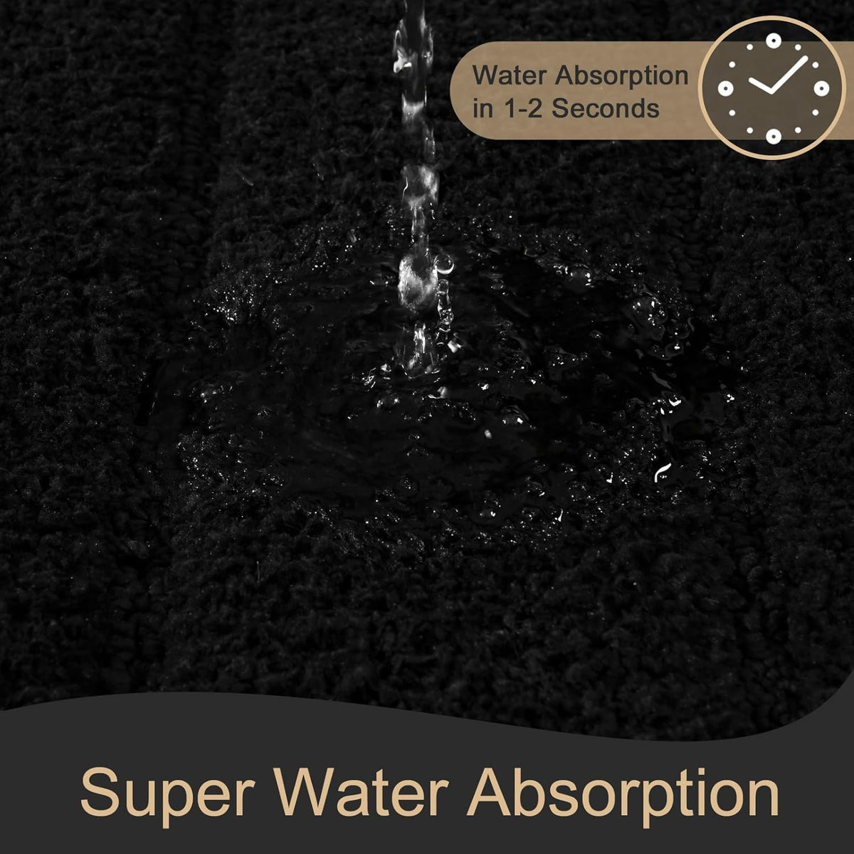 AROGAN Luxury Long Bathroom Runner Rugs 24x60 Inch Bath Rug Non Slip, Black