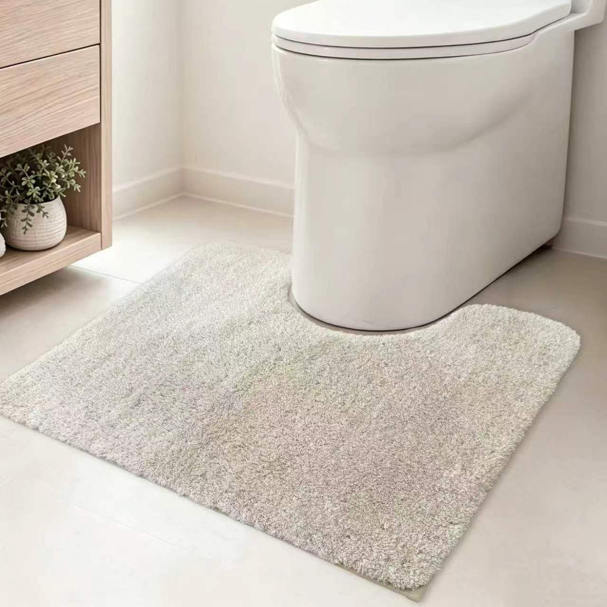 VOOVA & MOVAS Striped Bathroom Rug, 24x17, Microfiber, Aqua Beige Gray