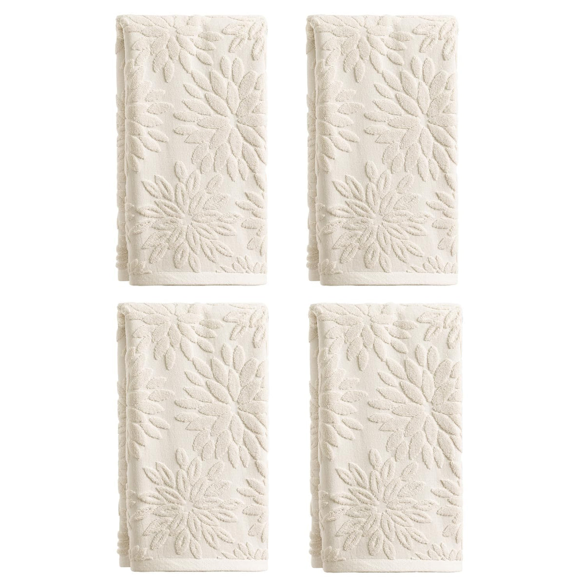 Artoid Mode 2 Pcs Olive Green 3D Dahlia Floral Jacquard Hand Towels for Bathroom, Cotton Soft Absorbent Bathroom Decor Towels, 13.7 x 29.5 Inch