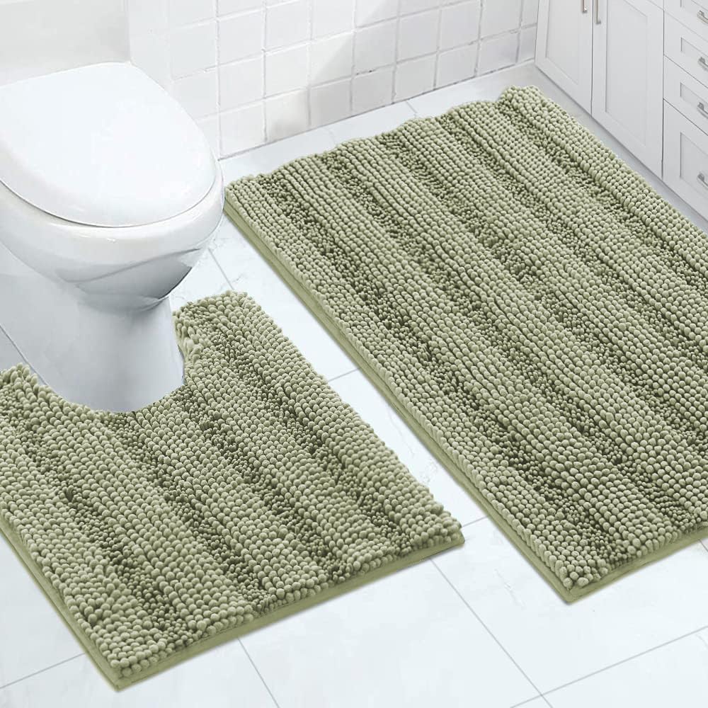 Turquoize Bathroom Runner Rug 17"x47", Soft Absorbent Chenille Bath Rug
