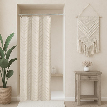 Grey Boho Fabric Shower Curtain 72 x 72 Inches