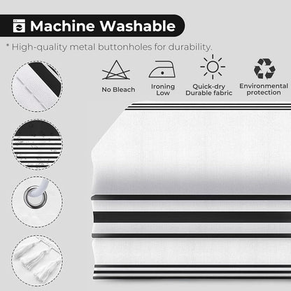 Seasonwood Black and White Shower Curtain with Tassels, 72 x 72