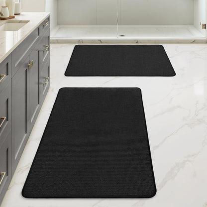 MIULEE Bathroom Rugs Set 2 Pieces, Thin Bath Mats Beige 17"x27"+20"x32"