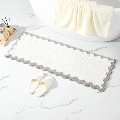 ORTIGIA Cute Green Scalloped Bath Mat, Fun Plush Microfiber Scallop Bathroom Rugs Non Slip Washable Quick Dry Absorbent, Bathmat Bath Rug Carpet for Shower Stall Vanities Kitchen Floor Entrance, 20x32
