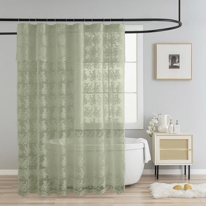 TUDECO Black Lace Shower Curtain with Valance, Gothic Style, 72 x 72 Inch