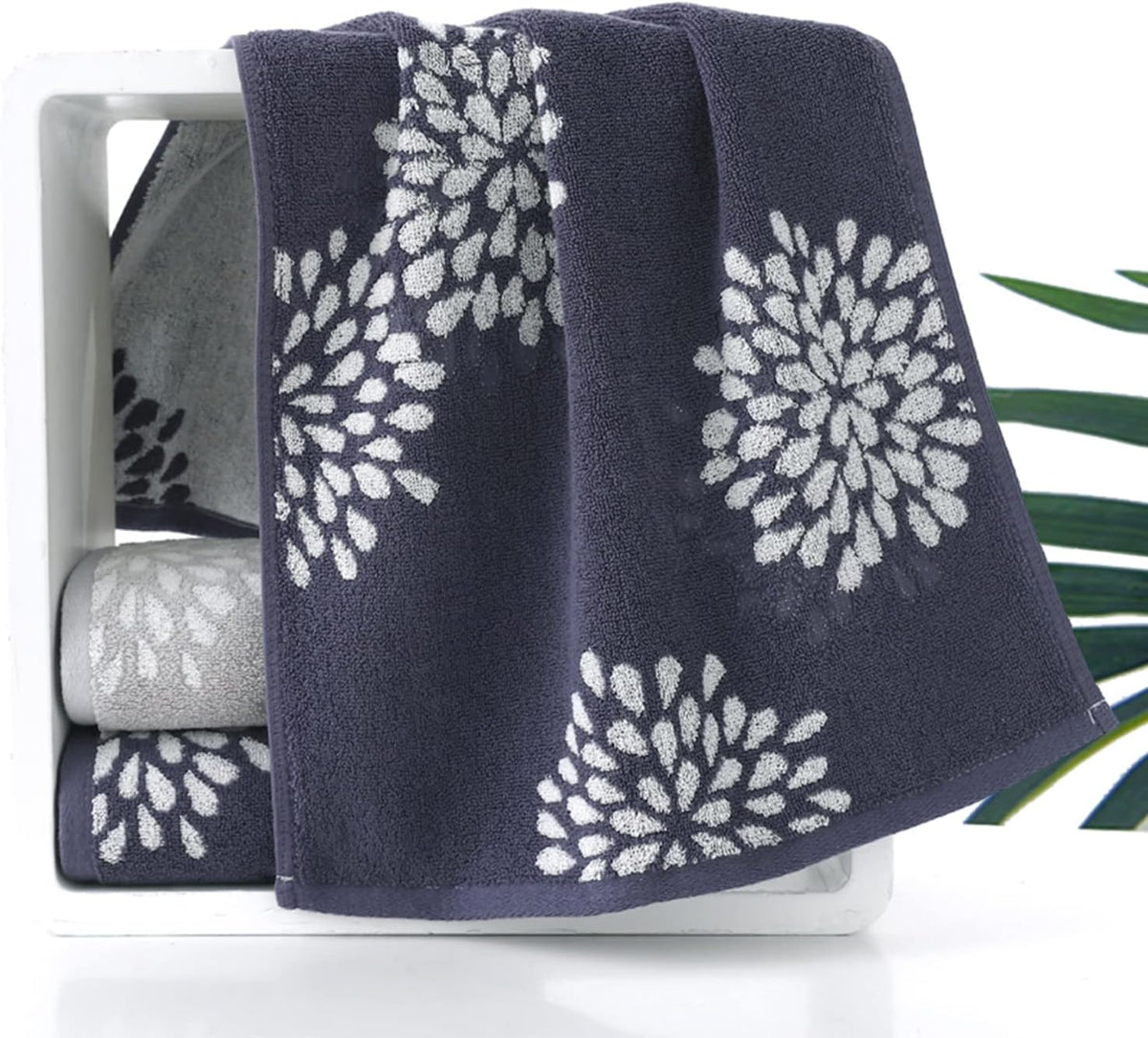 Pidada Hydrangea Floral Cotton Hand Towels Set of 4