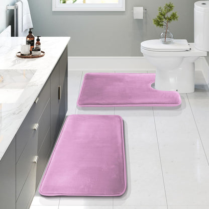 Clara Clark 3 Piece Bathroom Rugs Bath Mat Set, Velvet Memory Foam Bath Mats for Bathroom - Non-Slip, PVC Backing Bath Rugs, Washable - Dries Quickly, Green