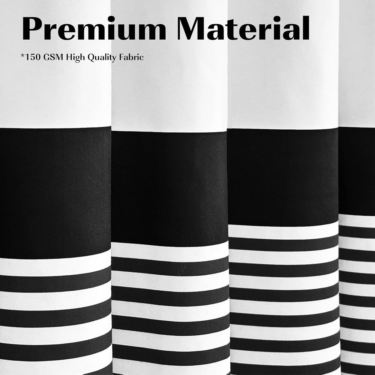 Seasonwood Black and White Shower Curtain Striped with Tassels for Bathroom Decor,Heavy Weighted 72-Inch, 72 x 72