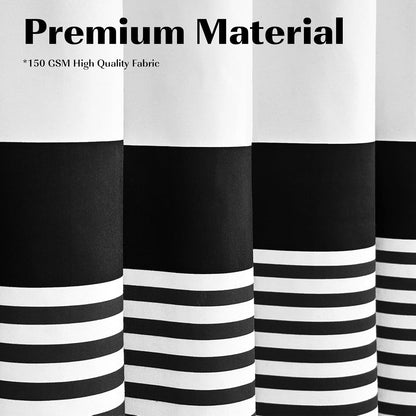 Seasonwood Black and White Shower Curtain Striped with Tassels for Bathroom Decor,Heavy Weighted 72-Inch, 72 x 72