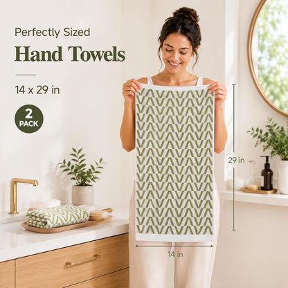 ecolook Decorative Hand Towels for Bathroom, Jacquard Cotton, Set of 2