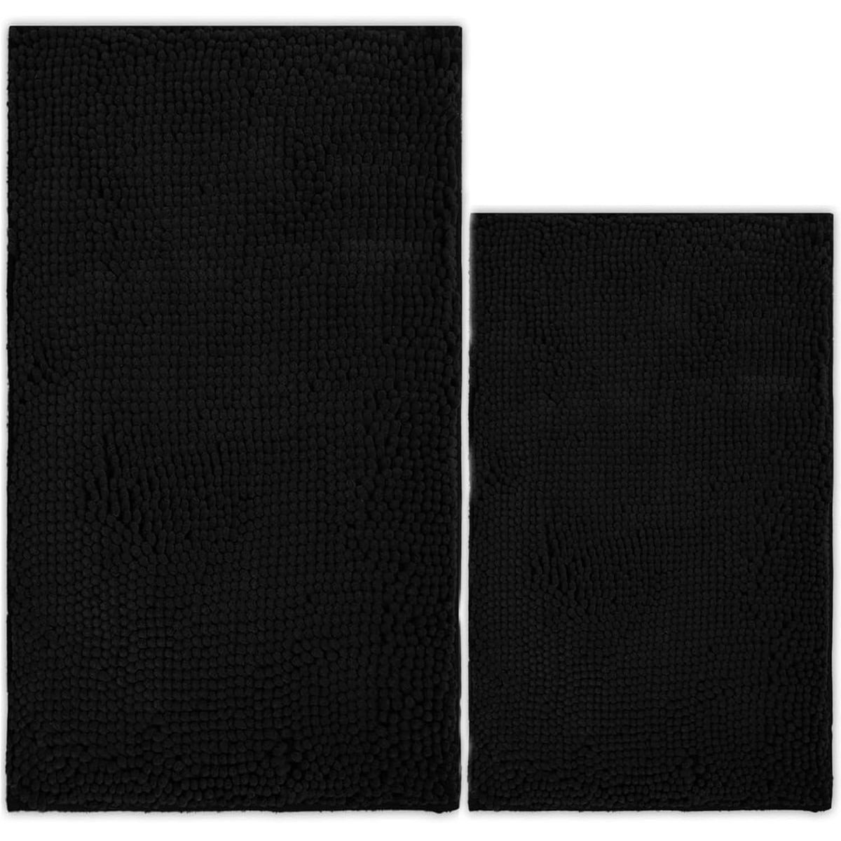Bathroom Rugs Chenille Bath mat 2 Piece Set, Super Absorbent, Strong PVC Non Slip Backing, Bath mats for Bathroom, Plush Shaggy, Thick, Machine Washable, Bathtub, Toilet.(Light Grey)