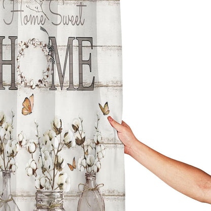 Tijuboni Farmhouse Shower Curtain Cotton Flowers Shower Curtains for Neutral Country Bathroom Decor Rustic Shower Curtain Set Waterproof Polyester Fabric 60 x 72 Inch