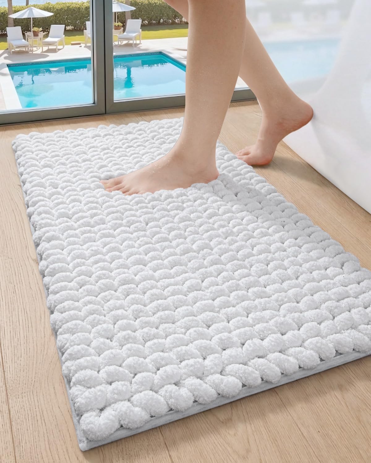 DEXI Bathroom Rugs 36x24, Non Slip Washable Chinelle Bath Mat, Taupe