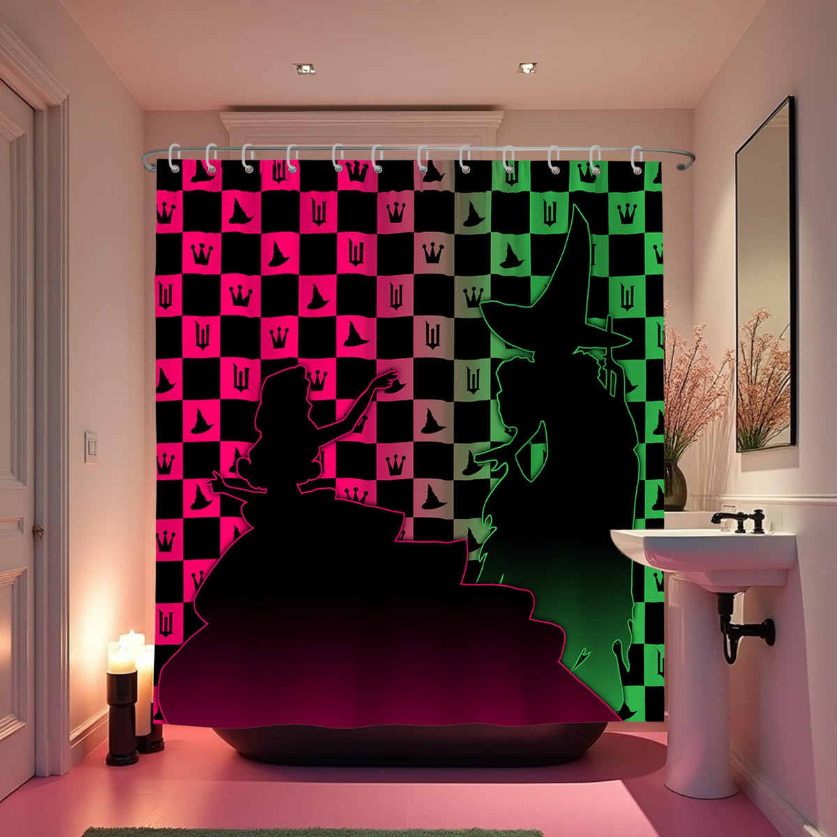 Black Goth Witchy Skull Shower Curtain Gothic Home Gift 72x72 Inches