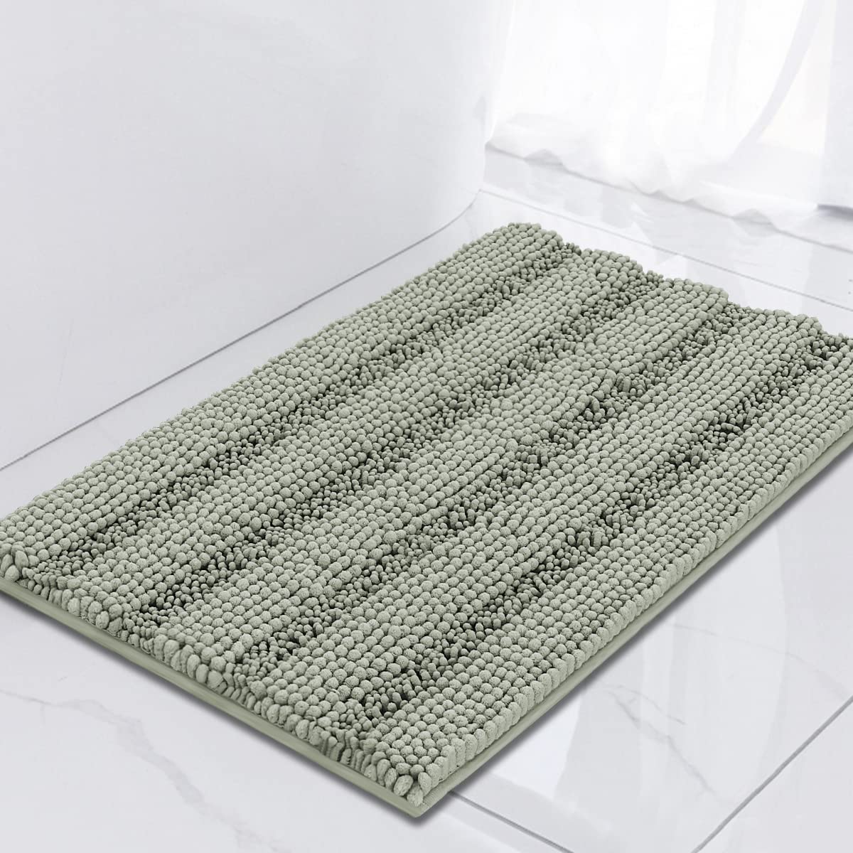 Turquoize Bathroom Runner Rug 17"x47", Soft Absorbent Chenille Bath Rug