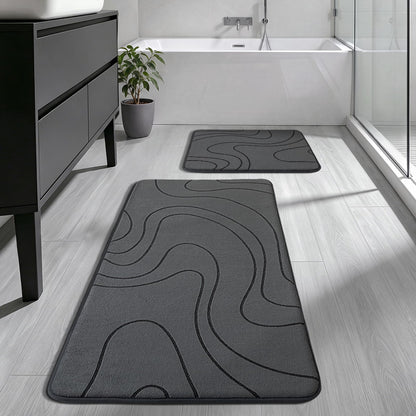 YIHOUSE Bathroom Rugs Sets 5 Piece - Memory Foam Bath Mat, Dark Grey